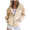 thumbnail image 1 of Fermeture à Glissière Chandail à Capuche pour Femmes 50 % de Réduction en Liquidation Mode Fermeture Éclair Col en V Chandail Manches Longues Imprimé Blouse à Capuche Chandail en Molleton, 1 of 3