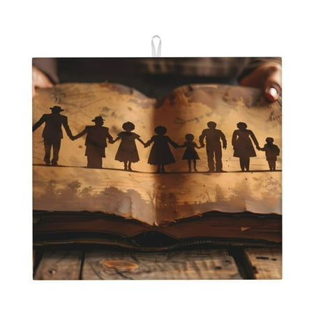 

Honeii Vintage Family History Book for Dish Drying Mat for Kitchen Counter Non-slip Rubber Backed Hide Stain Kitchen Super Absorbent Draining Mat Dish Rack Pad