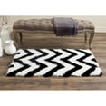 thumbnail image 3 of SAFAVIEH Barcelona Carmella Chevron Stripes Shag Area Rug, Ivory/Black, 3' x 5', 3 of 9
