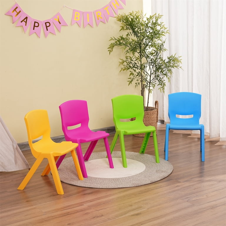 Learning Chair 6-Piece Colorful Stackable Kids Chairs - 11 Inch Height ...