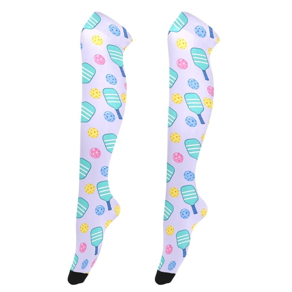 Colorful Pickleball High Thigh Socks Over Knee Thin Tights Long Stocking for Women Leg Warmer