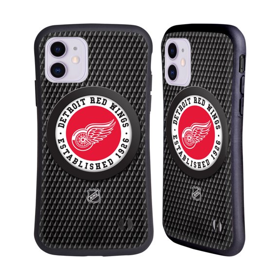 Head Case Designs Officially Licensed NHL Detroit Red Wings Puck Texture Hybrid Case Compatible with Apple iPhone 11