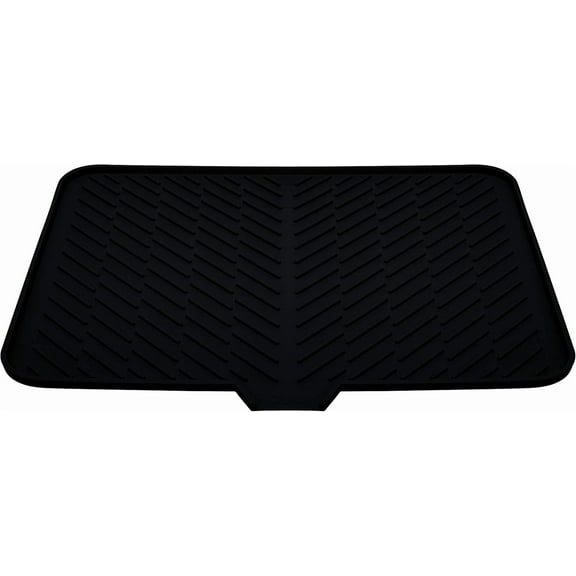 SSKDBFJG Silicone Dish Drying Mat with Built-in Drain Lip - Hygienic Drying Pad - Sturdy Compact Easy to Clean Tray Protects Surfaces Prevents Water Build Up - 23 X 17 (Grey)