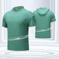 thumbnail image 6 of Ashirexll Short Sleeve Hoodies for Men, Mens Shirts, Summer Comfortable Shirts for Outdoor Running Fitness Short Sleeve Elastic Drawstring Hooded Tops, 6 of 7