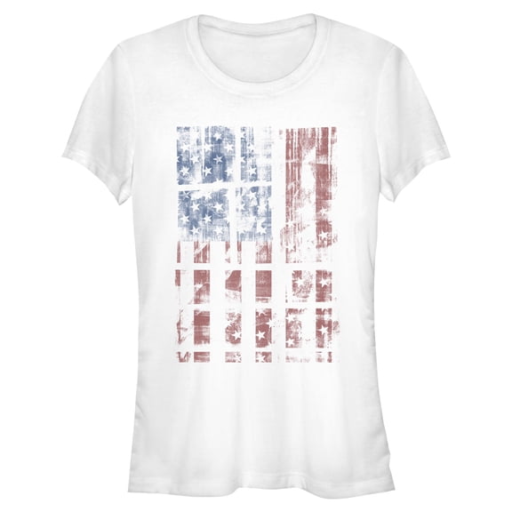 Juniors Lost Gods Vintage American Flag Distressed T Shirt