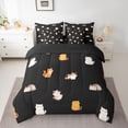 thumbnail image 2 of Feelyou Kawaii Kitten Cat Twin Bedding Sets 7-Piece, Cartoon Animal Bedding Comforter Set, 2 of 8