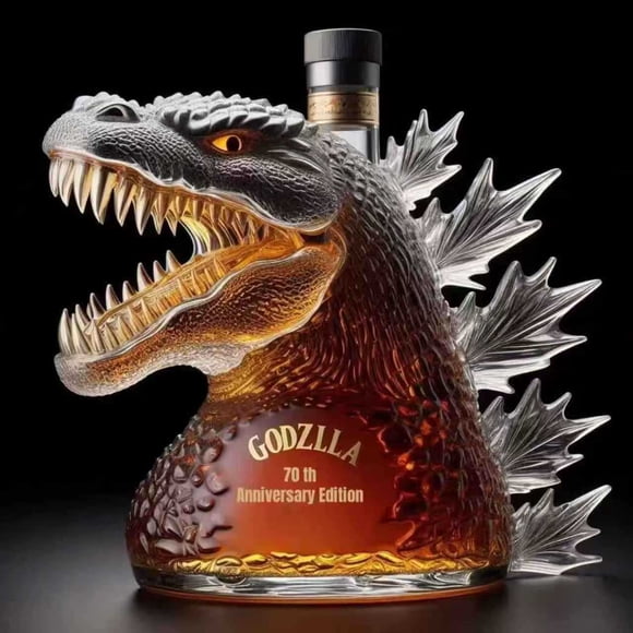 Artistic Whiskey Decanters Set – Handcrafted Animal-Shaped Glass Bottles, Striking Novelty Bar Display & Sophisticated Decorative Liquor Container-Godzille10oz