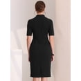 thumbnail image 3 of Vestido de tubo Allegra K mujer cuello en V manga corta Bodycon midi Negro L, 3 of 6
