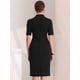 thumbnail image 3 of Vestido de tubo Allegra K mujer cuello en V manga corta Bodycon midi Negro L, 3 of 6