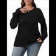 thumbnail image 1 of Camisas de Larga para Mujer, Blusas Plisadas Informales de Negocios con Cuello Redondo y Puños Fruncidos Negro XXL, 1 of 7