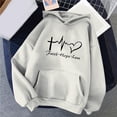 thumbnail image 2 of Yuannlog Womens Hoodies Autumn Winter Casual Comfortable Temperament Letters Print Round Neck Long Sleeve Pullover Hooded Sweater With Pockets, 2 of 3