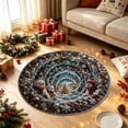 thumbnail image 2 of Round Christmas Doormat 3D Visual Effect Entryway Rug Absorbent Mat Easy Clean Holiday Floor Decor, 2 of 6