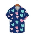 thumbnail image 3 of VBTAPA Valentine's Day Shirt for Men Love Heart Print Hawaiian Shirts Short Sleeve Casual Button Down Shirt Beach Wedding Party Tops Blue XXL, 3 of 6
