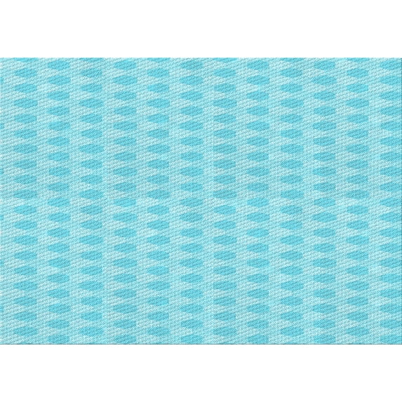 Ahgly Company Machine Washable Indoor Rectangle Transitional Bright Turquoise Blue Area Rugs, 7' x 9'