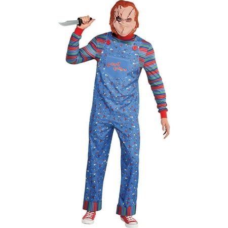 Party City Chucky Halloween Costume for Men, Child’s Play, Standard, Includes Jumpsuit and Mask