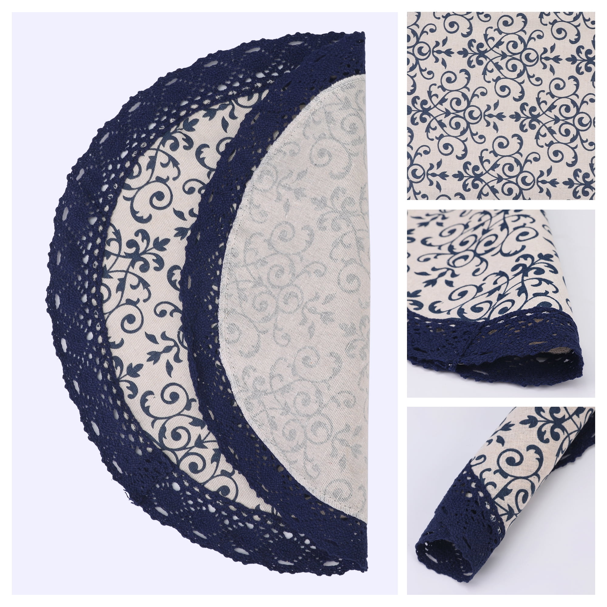 Unique Bargains Set of 6 Rustic Placemats for Dining Table Decor Blue Porcelain