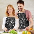 thumbnail image 5 of Black Gothic Moon Card Moth Pattern Apron-Garden Aprons for Women with Pockets-Cotton Linen Waterproof Kitchen Cooking Gardening Aprons Adjustable for Kitchen,Cooking,BBQ and Salon 33x27 Inch, 5 of 7
