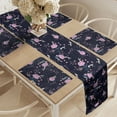 thumbnail image 2 of Ambesonne Navy Blue Table Runner & Placemats, Various Cherry Blossoms, Placemat 4 pcs + Runner 14"x72", Pale Pink Dark Indigo, 2 of 2