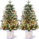thumbnail image 1 of 3-foot prelit mini christmas trees (2 pcs) con 78 LED lights - small tabletop artificial decor para indoor & outdoor christmas, 1 of 8