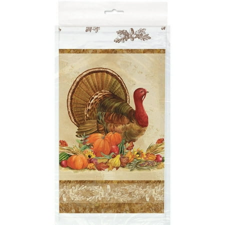 Plastic Rustic Turkey Thanksgiving Table Cover