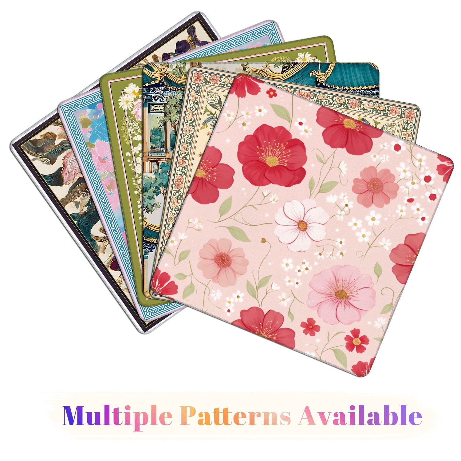 Mahjong Mat 31.5" x 31.5" Floral Red Pink Flowers Light Pink Non-Slip Noise Reduction American Mahjong Tiles Table Cover for Dominoes Poker Card Board Games Gift