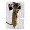 thumbnail image 2 of Fab Funky 20x24 Black Ornate Wood Framed with Double Matting Museum Art Print Titled - Meerkat with Boom Box Ghetto Blaster, 2 of 4