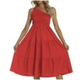 thumbnail image 1 of Birdeem Ladies Summer Fresh and Sweet V-Neck Solid Color Dress, 1 of 9