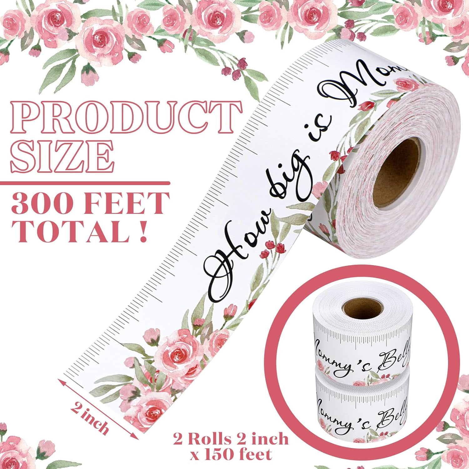 How Big Is Mommy's Belly Baby Shower Guessing Game Baby Shower Games Girl Gifts for Winners Measure Decoration Ideas