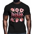 thumbnail image 2 of Camisetas para hombre, camiseta de algodón con cuello redondo y diseño de postre de fresa, manga corta, con texto "Hola San Valentín"., 2 of 8