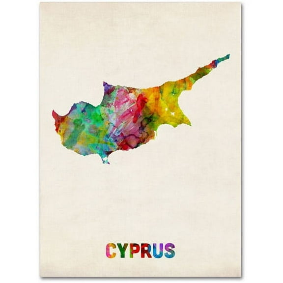 Trademark Fine Art "Cyprus Watercolor Map" Canvas Art by Michael Tompsett