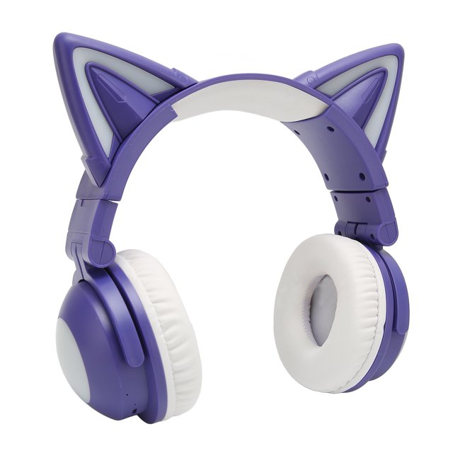 Cat Ear Headset, Foldable Headphones With 7 LED Light Effects, Over Ear Cute Gaming Headset Built In Mic For Smartphones, Tablets, PCs, Laptops