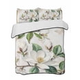 thumbnail image 2 of Flowers Leaves Twin XL Size Down Alternative Comforter,Lightweight Comforter Quilt Bedding Set with Pillow Shams Farmhouse White Botanical Magnolia Retro Bed Comforter Duvet Insert 68"x98", 2 of 7
