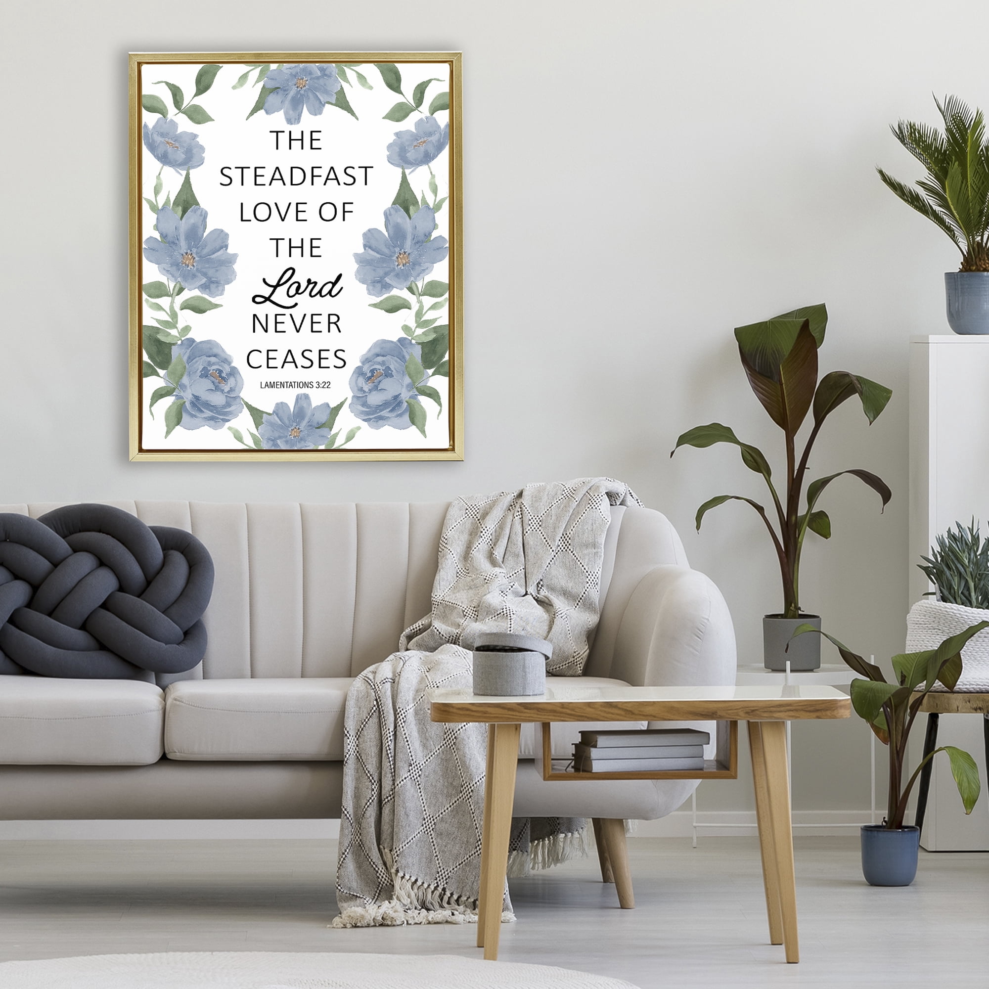Stupell Industries Steadfast Love Of The Lord Gold Framed Floater Canvas Wall Art, design by Lucille Price