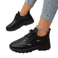 thumbnail image 4 of EKVAHL Orthopedic Walking Shoes for Women, Wide Width Lace‑Up Sneakers, Durable Synthetic Upper Daily Casual Tennis Shoes Black, 4 of 5