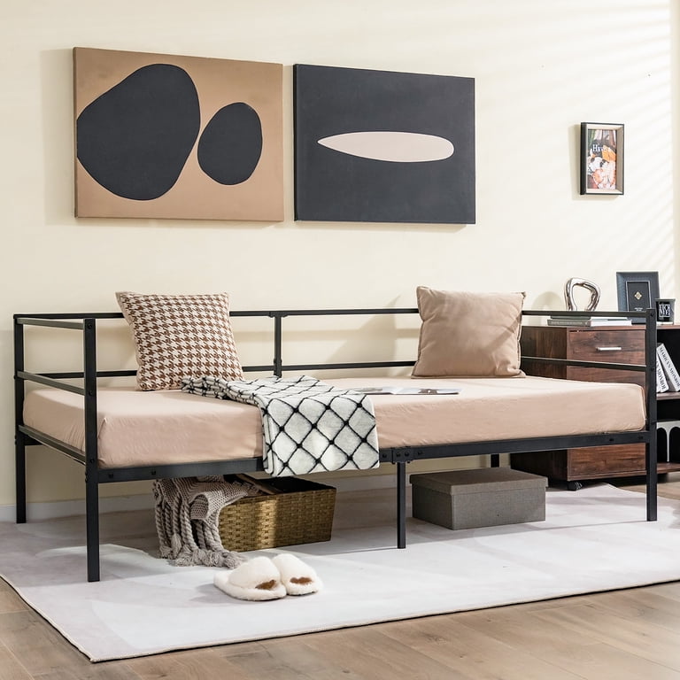 Costway Twin Metal Daybed with Headboard, Black photo 1