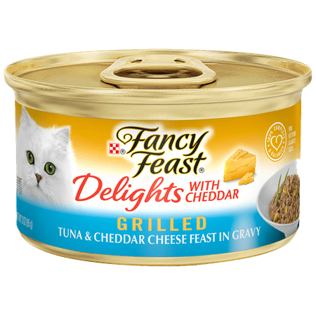 Fancy Feast Grilled Gravy Wet Cat Food, Delights Grilled Tuna & Cheddar Cheese Feast - (24) 3 oz.