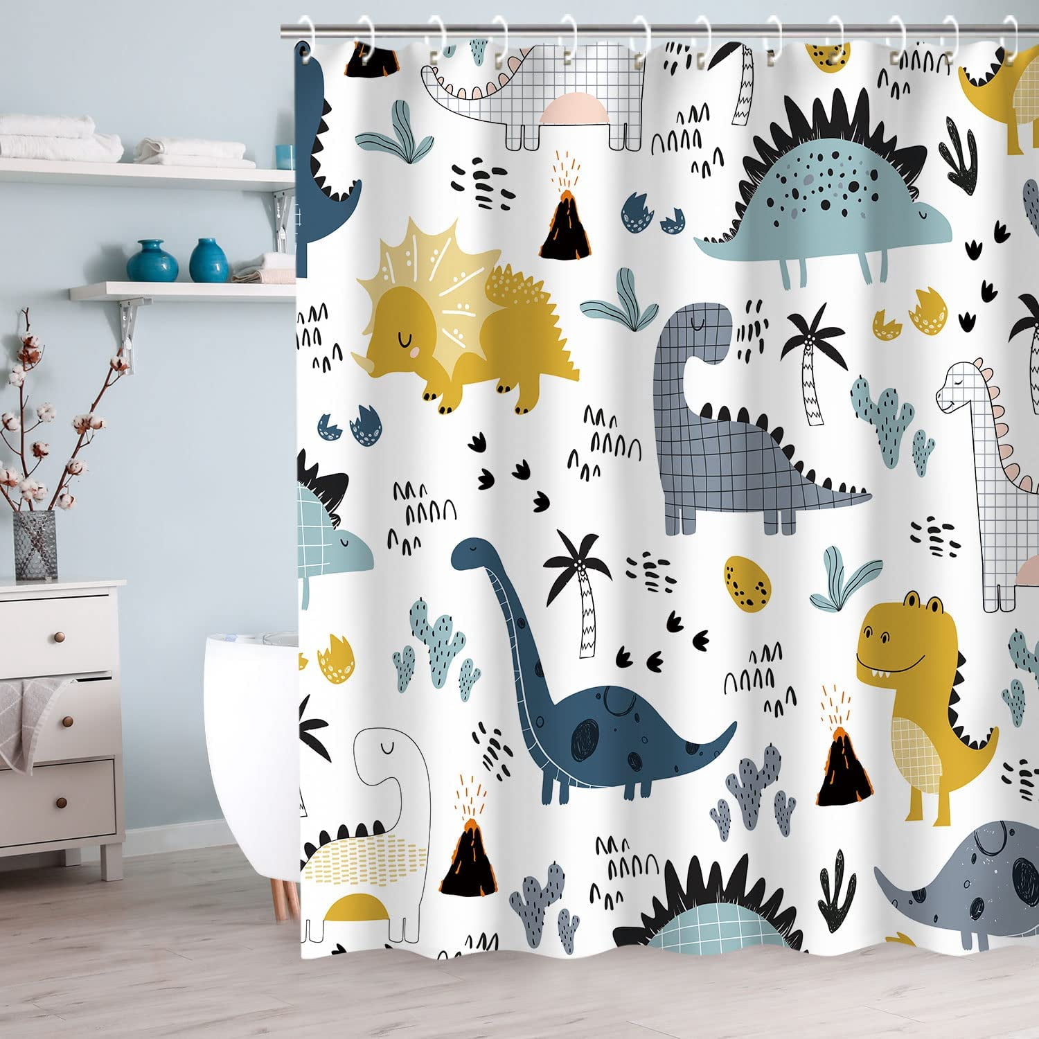 Kids Shower Curtain, Girls Shower Curtain, Boys Shower Curtain, Funny Words Teen Motivational Shower Curtains, 72W x 72H inch Extra Long Wide Shower Curtain with Hooks Kids Bathroom Decor