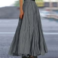 thumbnail image 2 of Yucgh Women's Pleated Solid Color Maxi Skirt with Large Swing, A-line Floor Length Skirt, Casual Flowy Skirt with Elastic Waist,Dark Gray,M, 2 of 8