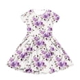 thumbnail image 4 of CCRFTGI Short Sleeve Dresses for Children Girls 7-8 Casual Summer A Line Swing Skater Dress Funny Floral Print Dresses Party Girls Fashion Light pink 7-8 Years, 4 of 4