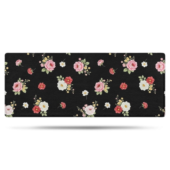 Pioneer Flower Floral Print Pattern Bathroom Rugs Mat, Non Slip Microfiber Bathroom Rug with Rubber Backing, Soft Mats for Bathroom Floor Tub Shower, 24"x60"