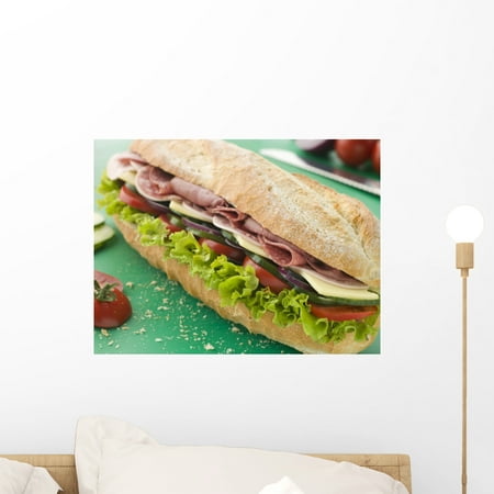 Deli Sub Sandwich Chopping Wall Mural Decal Sticker, Wallmonkeys Peel & Stick Vinyl Graphic (18 in W x 14 in