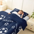 thumbnail image 4 of Castle Fairy Minimalist Soccer Print Twin Comforter Sets 2pcs, Sport Theme Bedding Set, Navy White,Navy Blue Reversible,1 Comforter and 1 Pillowcase, 4 of 6