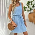 thumbnail image 4 of LOVZFMLL Robes Femmes Couleur Unie Frenum à Cordon Motif Creux Robe Sans Manches Col, 4 of 6