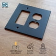 thumbnail image 2 of Rio Salto Forge Collection Matte Black Premium Heavy-Gauge Metal Wall Plate  2-Gang Combination Combo Rocker Light Switch & Duplex Outlet Cover 5" x 5" Midsize with Black & Gold Screws, 2 of 8