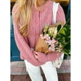 thumbnail image 5 of Women'S Casual Long Sleeve Crewneck Button Down Cardigan Sweater Knit Outwear Pink M, 5 of 7