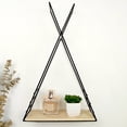 thumbnail image 2 of Estante colgante decorativo para organizar el hogar, estante de almacenamiento de pared de madera con marco de hierro negro, 2 of 8