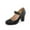 Black PU, variant on PENNYSUE Women's Mary Jane Pumps High Heels - Round and Closed Toe Shoes with Double Ankle Strap Buckle for Summer Party Wedding Occasions