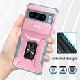 thumbnail image 6 of For Google Pixel 8 Pro XL Slim Fit Shockproof Hybrid with Slide Camera Cover & Rotated Ring Kickstand, [Military-Grade] Phone Case For Google Pixel 8 Pro XL 6.7",Pink Green, 6 of 8