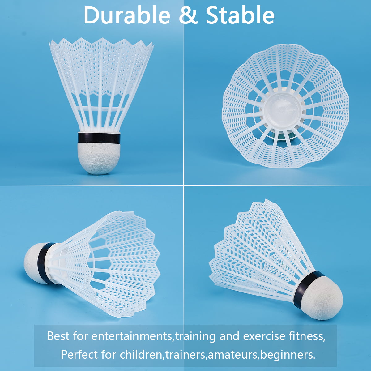 12Pcs Stable Durable Indoor Badminton Shuttlecocks Training Ball Nylon Plastic 