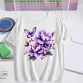thumbnail image 2 of Pxxlle Summer Going Out Tops for Women Fashion Flower Graphic Tee Shirts Loose Fit Short Sleeve Crewneck T Shirts (White XXL), 2 of 5